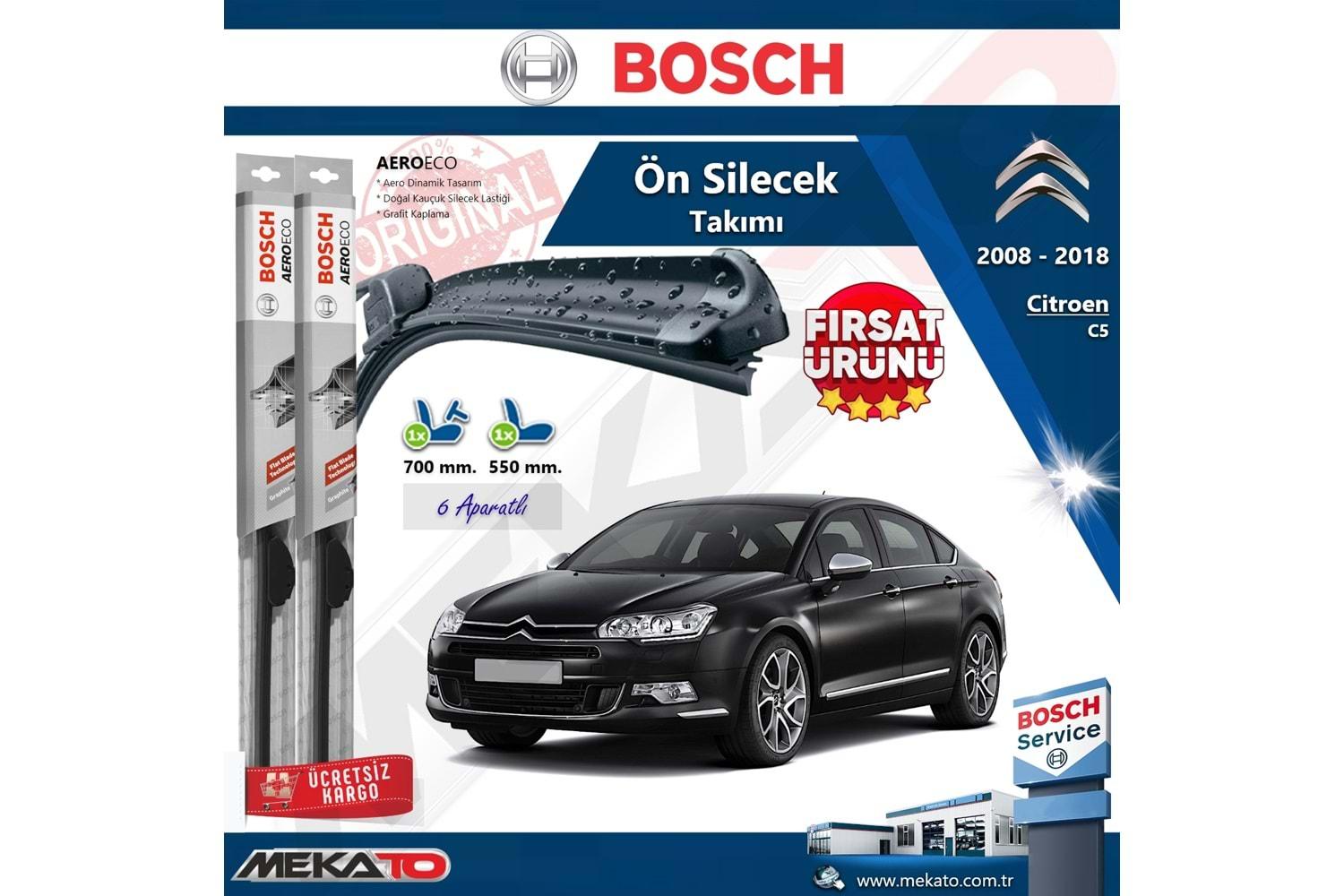 Citroen C5 Ön Silecek Takımı Bosch Aero Eco 2008-2018