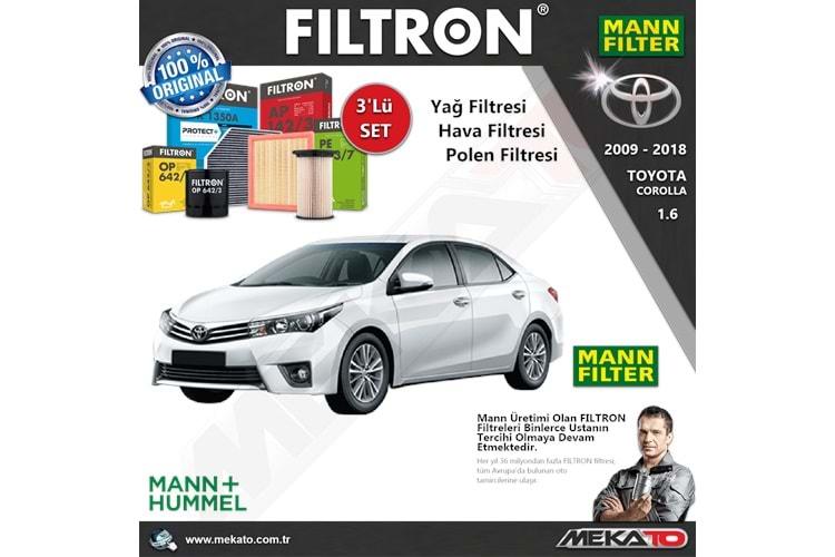 Toyota Corolla 1.6 - 3 Lü Mann Filtron Filtre Seti 2009-2018