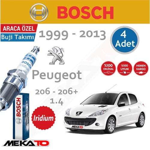 Bosch Peugeot 206 206+ Lpg (1.4) İridyum (1999-2013) Buji Takımı 4 Ad.