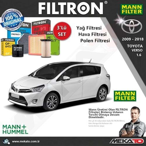 Toyota Verso 1.6 - 3 Lü Mann Filtron Filtre Seti 2009-2018